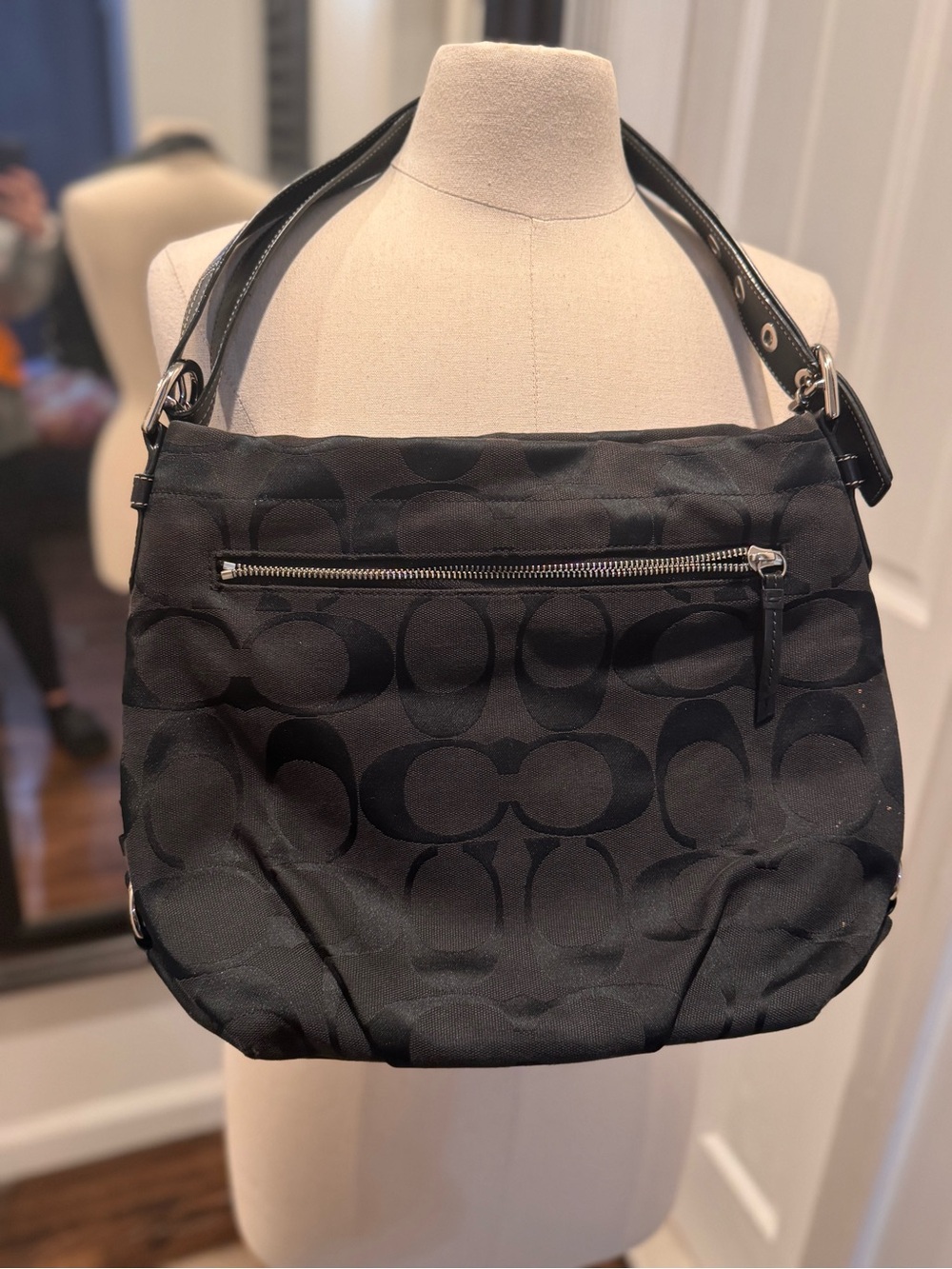 Coach Black Signature C Fabric Shoulder Bag - Picture 2 of 9